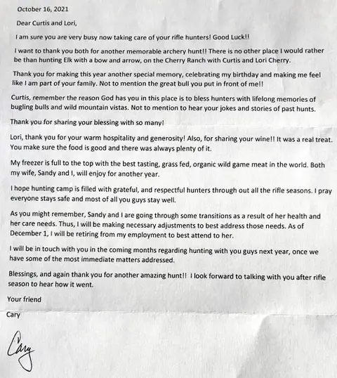 Letter from Cary, 2021