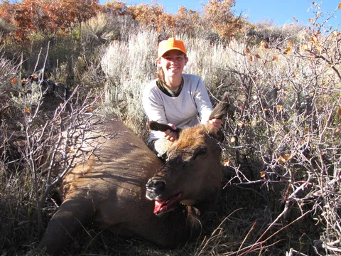 Nicole Barg with her Cow elk